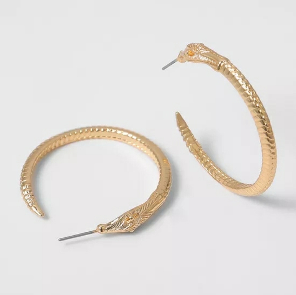 Trendy Gold Snake Bite Trendy Hoop Earrings